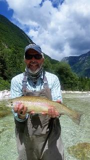 Chiris and Co, Rainbow trout July, Slo, Slovenia fly fishing